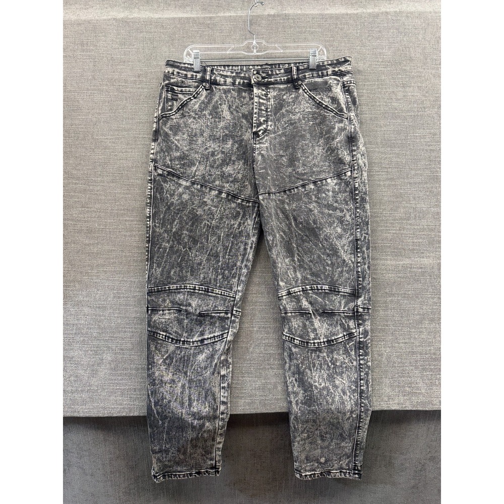 G-Star Raw Biker Jeans Mens 38 Gray Denim Cotton Acid Wash Mid Rise Straight Leg